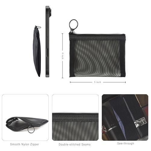 Patu Mini Zipper Mesh Bags, 4" x 5", Size S / A7, 5 Pieces, Beauty Makeup Lipstick Cosmetic Accessories Organizer, Small Travel Kit Storage Pouch, Black - size: S A7, Mini (4" x 5", 5 pcs)