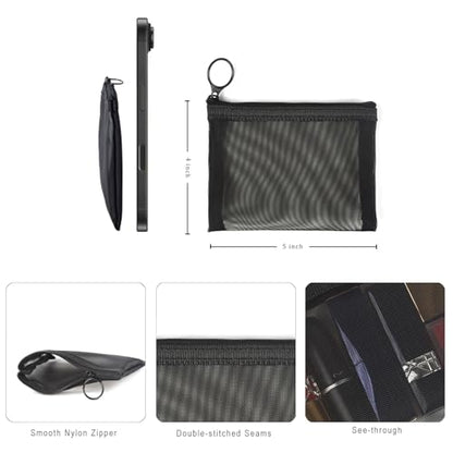 Patu Mini Zipper Mesh Bags, 4" x 5", Size S / A7, 5 Pieces, Beauty Makeup Lipstick Cosmetic Accessories Organizer, Small Travel Kit Storage Pouch, Black - size: S A7, Mini (4" x 5", 5 pcs)