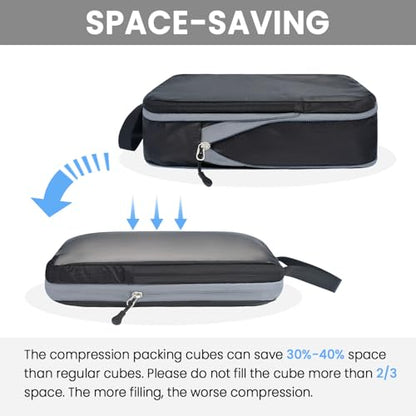BAGAIL 6 Set Ultralight Compression Packing Cubes Packing Organizer for Travel Accessories Luggage Suitcase Backpack - color: Jet Black70D, style: Mesh Pattern