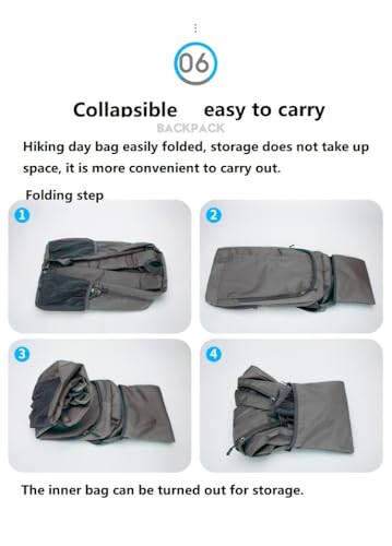 Ultra Lightweight Packable Hiking Backpack Small Foldable Travel Hiking Camping Daypack Casual Outdoor Day Bag for Men Women 25L - color: Gray