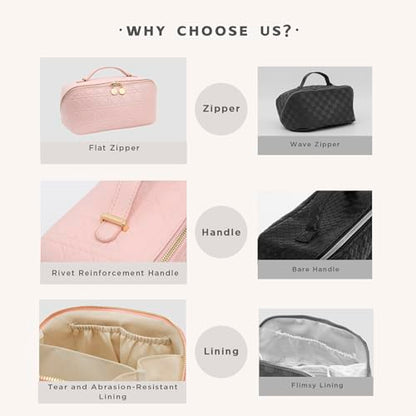 Travel Makeup Bag – Large Cosmetic Organizer with Waterproof PU Leather, Smooth Double Zipper & Tear-Resistant Lining, Toiletry Pouch for Women (Pink) - color: 04-Pink