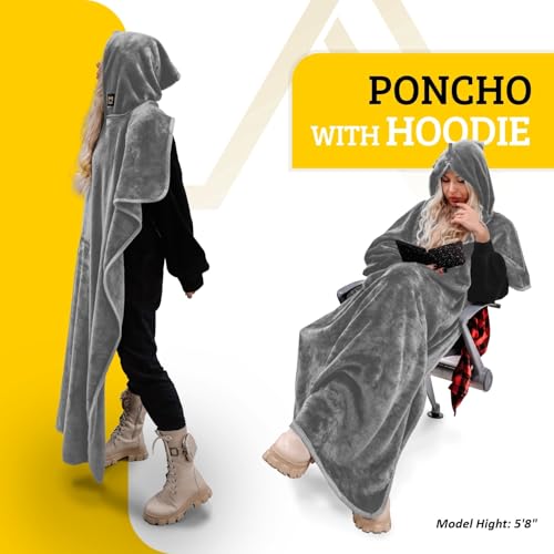 Travel Blanket Airplane Compact with Hoodie – 2in1 Airplane Travel Accessories from Plane Blanket to Travel Pillow with Luggage Strap, Soft Handle & Secure Pocket - color: Light Grey, size: 62x41''
