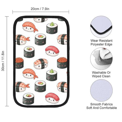 Car Center Console Armrest Cover Cute Food Japanese Sushi, Handrail Box Cushion Protector, Suitable for Most Vehicles - color: Picture (67)