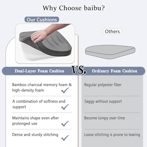 baibu Kitchen Chair Cushions Set of 4, Dual-Layer Patented Design Memory Foam Dining Chair Pads with Ties and Washable Cover, 4 Pack, 17" x 16" x 2", Blue - color: Blue, size: 4 Count (Pack of 1)