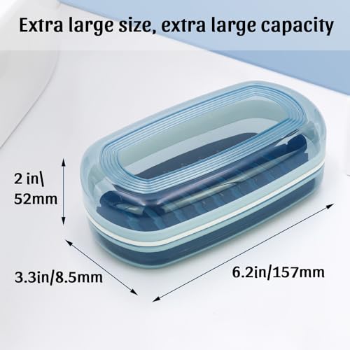 OZNER Clear Travel Soap Case Compatible with Kitsch - Leak-Proof Multi-Use Soap Holder with Draining Layer for Shampoo Bars, Conditioner Bars & Soap (Blue,1 Pack) - color: Blue