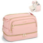 Hanke Travel Toiletry Bag, Lightweight Wide-open Makeup Bag, Dual-Layer Travel Bag for Toiletries Water-Resistant Cosmetic Bags Large Toiletry Bags for Women & Men, Travel Essentials, Pink - color: Pink