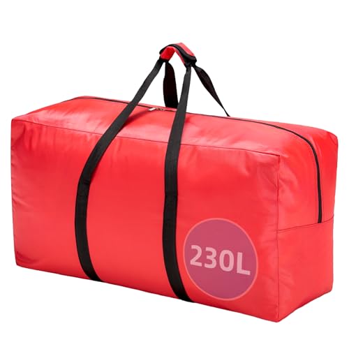 Extra Large travel duffel bag with Strong Handles, 230L Waterproof duffel bag, Durable Zippers, Extra Large Storage Totes for Space Saving and Moving Supplies, Red - color: Red, size: XXL -43.3″ × 13.8″ × 23.6″