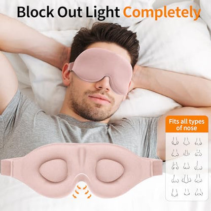 NEWVANGA Sleep Mask for Back and Side Sleeper, Block Out Light, Luxury Sleeping Eye Mask of 3D Night Blindfold, Zero Pressure Breathable Travel Eye Cover Pink - color: Luxury Pink