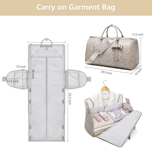 Garment Bags for Travel, Convertible Suit Travel Bag for Women, Stylish Carry On Garment Bag with Toiletry Pocket, Shoulder Strap & Shoes Compartment, 2 in 1 Foldable PU Leather Duffle Bag, Multicolor - color: Multicolor