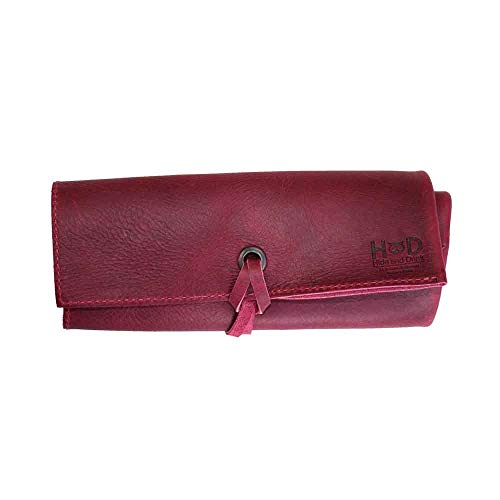 Hide & Drink, Leather Watch Roll Organizer Handmade from Full Grain Leather, Holds Up to 4 Watches, Easy Carry On Watchlover Storage (Sangria) - color: Sangria