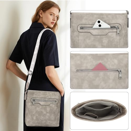 TANTOMI Crossbody Bags for Women Casual Crossbody Purses for Women Travel Shoulder Bag Handbags with Adjustable Strap - color: Gray