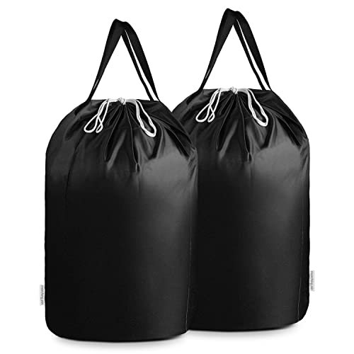 MCleanPin Washable Laundry Bags with Handles,140L Dirty Clothes Storage Bag for College Dorm or Travel, Laundry Liner Fit Most Laundry Hamper or Basket,2 Pack (Classic Black) - color: Classic Black