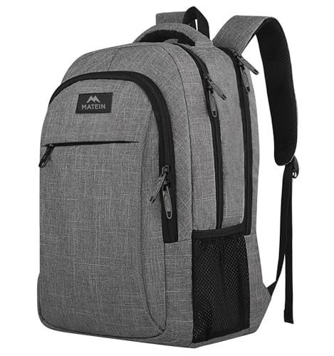MATEIN Travel Laptop Backpack, Business Anti Theft Slim Sturdy Laptops Backpack Personal Item Bag, Water Resistant College School Computer Bag Gift for Men & Women Fits 15.6 Inch Notebook, Grey - color: Austere Grey, size: 15.6 Inch