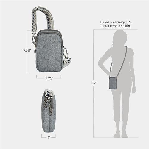 Travelon Anti-Theft Boho 2 Compartment Phone Crossbody - color: Gray Heather