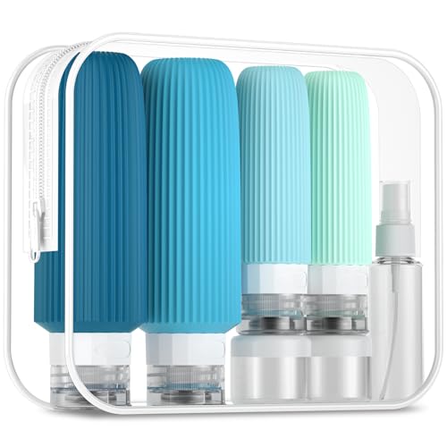 Mrsdry 16 Pack Travel Bottles for Toiletries, Large 6oz Silicone Travel Containers, Leak Proof Refillable Liquid Shampoo And Conditioner Travel Essentials - color: Blue, size: Large