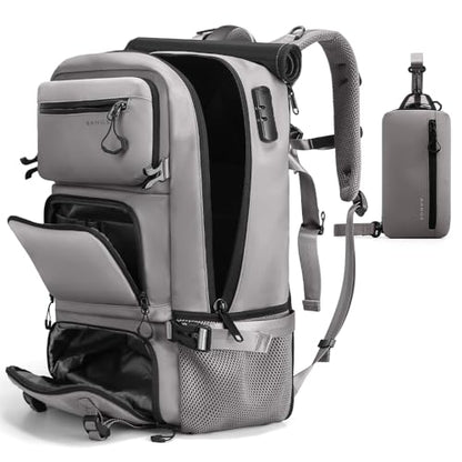FUTURE AESTHEICS Travel backpack Carry-on Travel Backpack For Women Men Flight Approved Business Weekender Overnight Waterproof Daypack (Grey) - color: Grey