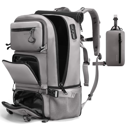 FUTURE AESTHEICS Travel backpack Carry-on Travel Backpack For Women Men Flight Approved Business Weekender Overnight Waterproof Daypack (Grey) - color: Grey