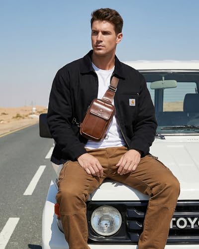 Rainbow Horse - Genuine Leather Mini Sling Bag, Small Chest Bag for Men, Suitable for Outdoor Travel and Daily Commuting
