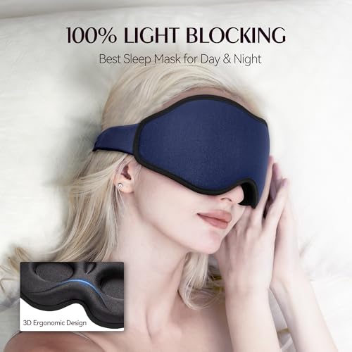 Sleep Eye Mask Blackout Lightweight: Side Sleep 3D Contoured for Lash Extensions - Zero Eye Pressure Adjustable Strap Washable (Cloud Black & Cloud Blue) - color: Cloud Black & Cloud Blue