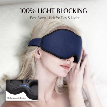 Sleep Eye Mask Blackout Lightweight: Side Sleep 3D Contoured for Lash Extensions - Zero Eye Pressure Adjustable Strap Washable (Cloud Black & Cloud Blue) - color: Cloud Black & Cloud Blue