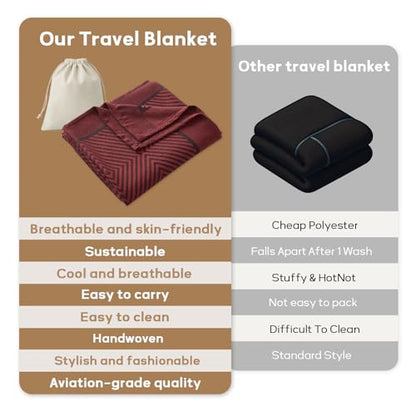 Travel Blanket Airplane - Ultra Soft & Lightweight Knit Design Compact Airplane Blanket,53x72 Inch,Stylish Travel Shawl Wraps for Flights,Office,Home Use,Travel Essentials & Gifts - color: Red Black