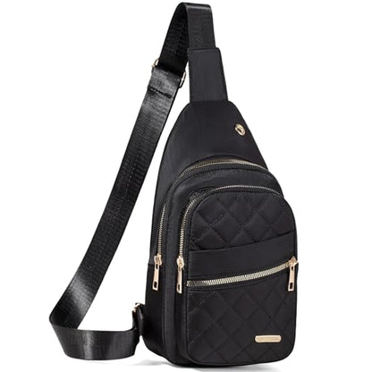 Banelu Small Sling Bag Crossbody Sling Backpack for Women Trendy, Small Crossbody Purse Cross Body Bag for Hiking Traveling - color: O Black