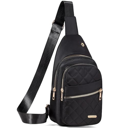 Banelu Small Sling Bag Crossbody Sling Backpack for Women Trendy, Small Crossbody Purse Cross Body Bag for Hiking Traveling - color: O Black