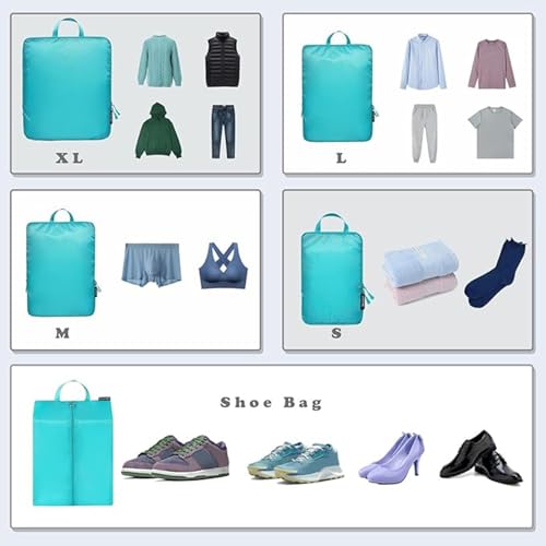 BAGAIL 6 Set Ultralight Compression Packing Cubes Packing Organizer for Travel Accessories Luggage Suitcase Backpack - color: Blue70D, style: Cloth Pattern