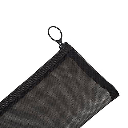 patu Zipper Mesh Bags, Long Case, 5 Pieces, Beauty Makeup Cosmetic Accessories Organizer, Travel Toiletry Kit Set Storage Pouch, Black - size: Long (7.9" x 4", 5 pcs)