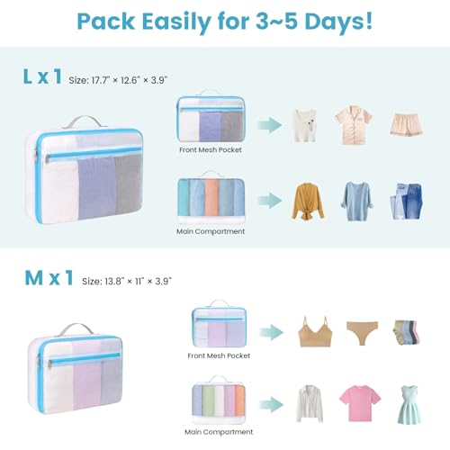 Cambond Mesh Packing Cubes for Travel Women - Lightweight Travel Bags Luggage Packing Organizer Travel Cubes for Suitcase with Handle