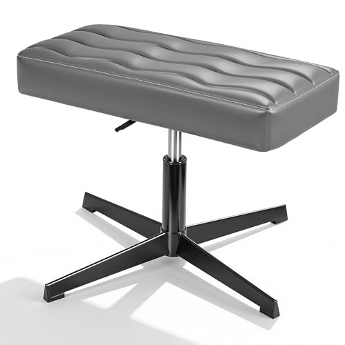 VECELO Under Desk Footrest, PU Ergonomic Foot Rest with Comfort Padding, Height Adjustable for Relieving Leg Pain, Stiffness, and etc, Gray - color: Gray