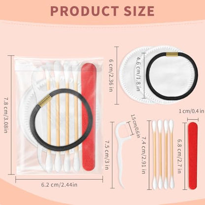 Bulk Hotel Vanity Kit Individually Wrapped Vanity Kit Travel,Hotel Hospitality Supplies,Hygiene Products Include Disposable Cotton Pads,Cotton Swabs,Hair Tie,Nail File,Dental Floss（200） - size: Pack of 200