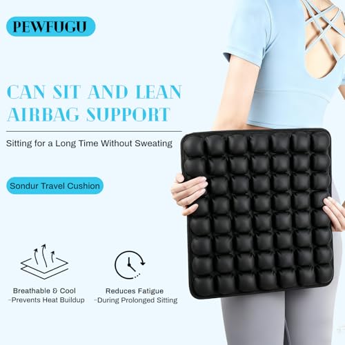 Airplane Seat Cushion for Long Flights, Inflatable & Portable Travel Cushion for Tailbone Pain Relief, Pressure Relief Car Seat Cushion for Office Chair and Wheelchair Use - size: Square