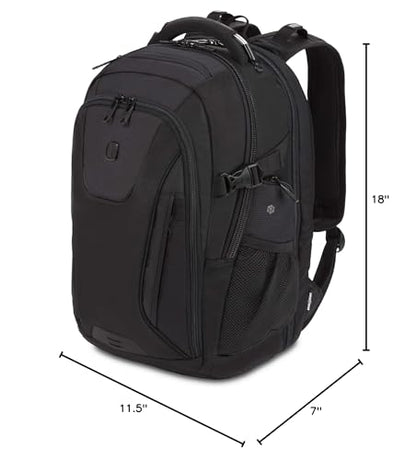 SwissGear Travel Tech Elite Laptop Backpack – Fits Laptops up to 16” – ScanSmart TSA-Friendly Backpack with USB Port, Shoe Compartment & Organizer Pockets – Black - color: Black, style: Travel Tech Elite