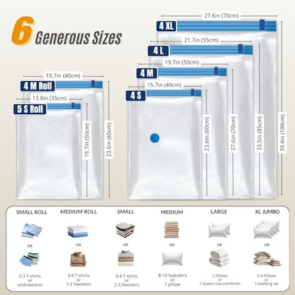 25 Pack Vacuum Storage Bags with Pump, Compression Space Saver for Comforter, Bedding, Blanket Storage, Vacuum Seal Bags for Clothing, Travel Luggage Suitcase and Closet Organizer - size: 25 Combo