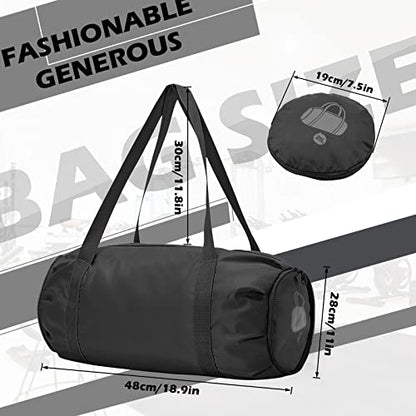 Foldable Sports Gym Duffel with Wet Dry Pocket, Ultralight Travel Carry on Bag, Overnight Weekender for Travel, Beach (Black) - color: Black