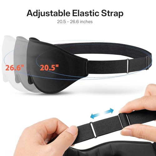 LitBear Long Lash Sleep Mask for Women Men Side Sleeper, 3D Contoured Light Blocking Sleeping Mask, Soft Comfortable Eye Mask Sleep with Adjustable Strap, Pouch for Travel, Black - color: Black