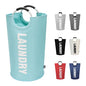 DOKEHOM 95L Large Laundry Basket, Collapsible Laundry Bag, Freestanding Tall Clothes Hamper, Foldable Washing Bin (Light Blue) - color: Light Blue, size: 95L