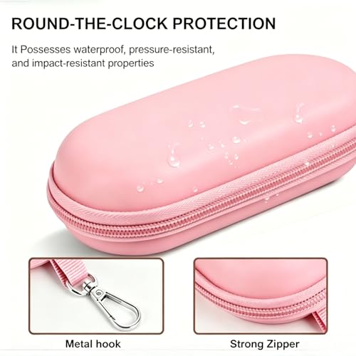 Double Glasses Case,Dual Eyeglasses & Sunglasses Organizer with Clip Zipper Closure for Travel 2 Pairs Storage Box - color: Pink