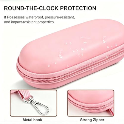 Double Glasses Case,Dual Eyeglasses & Sunglasses Organizer with Clip Zipper Closure for Travel 2 Pairs Storage Box - color: Pink