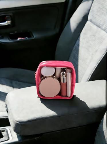 Pocmimut Clear Makeup Bag, Easy to Find Mini Makeup Bag for Purse, Travel Makeup Bag for Car, Compact Cosmetic Pouch for Daily Essentials,Hot Pink - color: Hot Pink, style: Mini