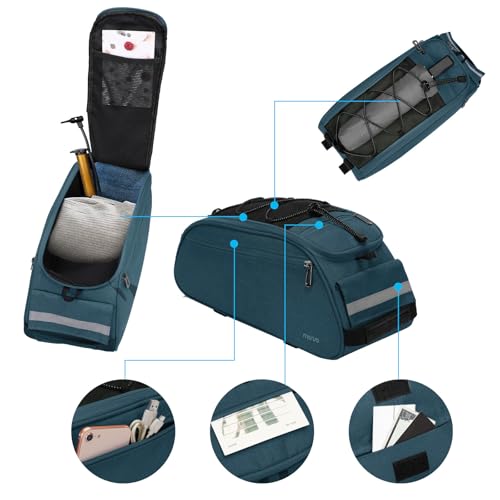 MOSISO Bike Rack Bag, Waterproof Bicycle Trunk Pannier Rear Seat Pouch Cycling Bike Carrier Backseat Storage Luggage Saddle Shoulder Bag - color: Teal Green
