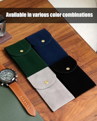 6PCS Watch Pouch: Portable Velvet Travel Case for Men & Women, Soft Watch Bag Storage - 2 Green, 2 Black, 2 Gray - color: 2 Green & 2 Black & 2 Gray