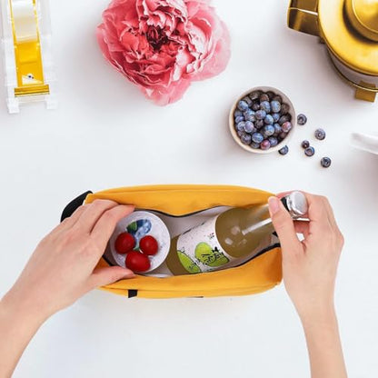 Freezable Lunch Bag,Freezable Snack Bag,Mini Cooler Bag for Travel/Work/School,Small Insulated Bag,Small Cooler Lunch Box with Ice Packs,Insulated Snack Bag,Freezable Snack Box with Handle Buckle - color: Yellow-snack