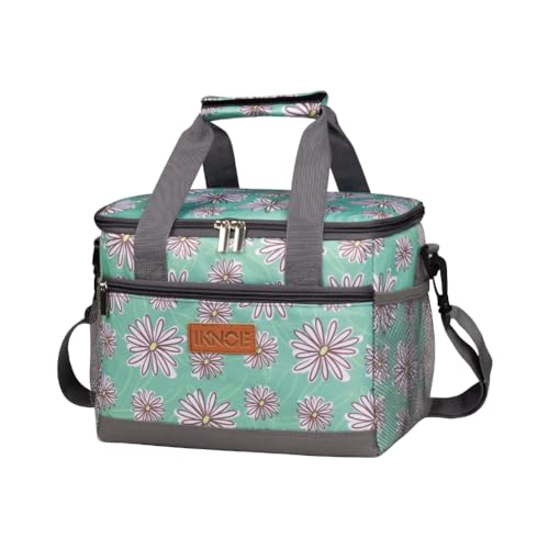 iknoe Insulated Lunch Bag, Foldable 8.5L Cooler Bag for Men & Women, Leakproof Thermal Design, Great for Office, Picnic, Travel, Lunch Box, Nattier Blue - color: Daisy, size: Medium