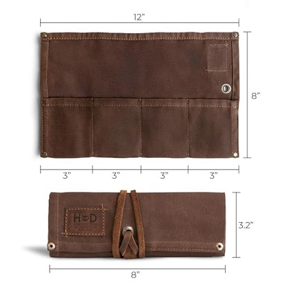 Hide & Drink, Waterproof Waxed Canvas Travel Watch Roll Organizer with 4 Slots, Easy Carry On Watchlover Storage, Handmade Travel Case, Honey Bourbon - color: Honey Bourbon