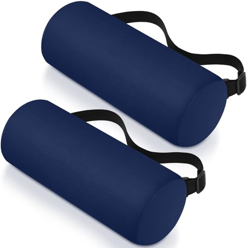 Wenqik 2 Pcs Lumbar Roll Support Pillow Low Back Lumbar Support Office Seat Cushion with Adjustable Strap and Washable Cover for Travel Gaming Chair Car Seat Pain Relief(Blue) - color: Blue