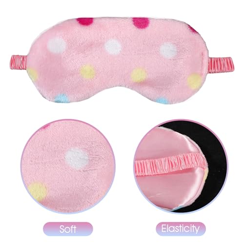 2PCS Plush Sleeping Eye Mask, Soft Plush Eye Mask, Fuffy Eye Cover Comfortable Sleep Mask Blindfold Rainbow Faux Fur Eye Shade for Women, Men and Kids Travel Nap Sleeping(Dot) - color: Dot