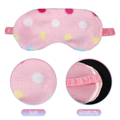 2PCS Plush Sleeping Eye Mask, Soft Plush Eye Mask, Fuffy Eye Cover Comfortable Sleep Mask Blindfold Rainbow Faux Fur Eye Shade for Women, Men and Kids Travel Nap Sleeping(Dot) - color: Dot