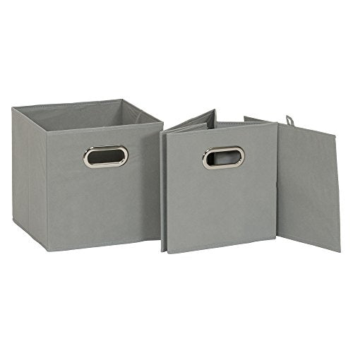 Household Essentials Fabric Storage Bins 6 Piece Set, Strong Poly-Woven Fabric, Sturdy Chipboard Sides, Grommet Front Handle, Stackable and Foldable, Classic Design, Dove Gray - color: Gray, size: 11” L x 11” W x 11” H